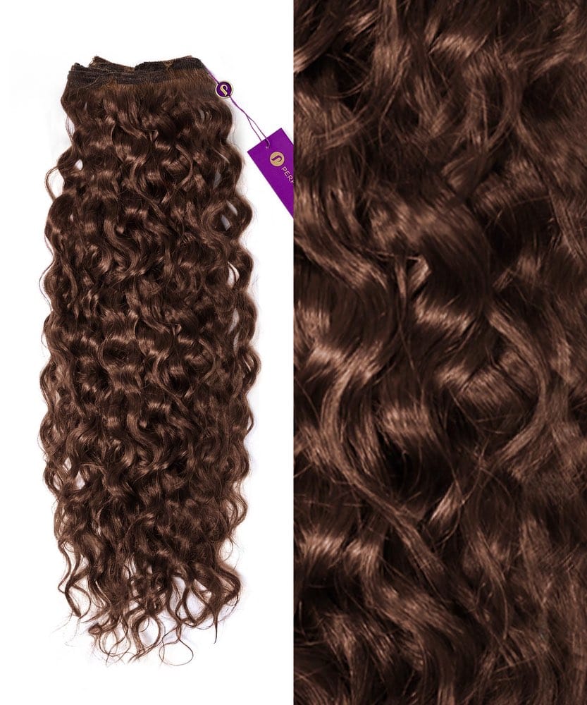 Trama de máquina de cabello teñido rizado
