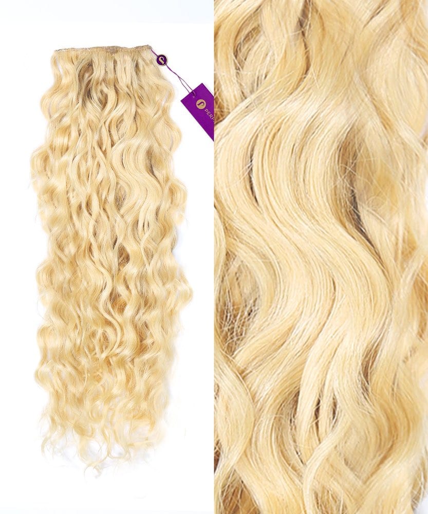 Trama de máquina de cabello teñido rizado