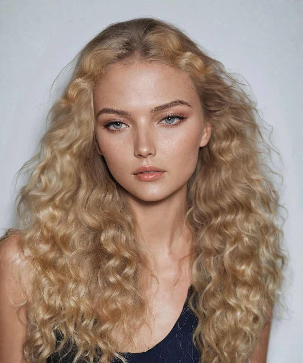 Trama de máquina de cabello teñido rizado
