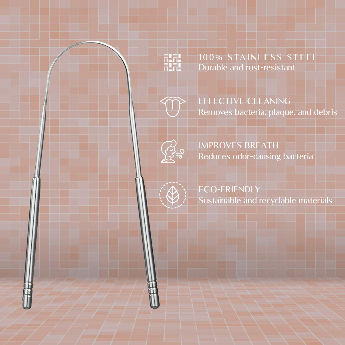 Raspador de lengua de acero inoxidable: para un aliento fresco y una boca más sana