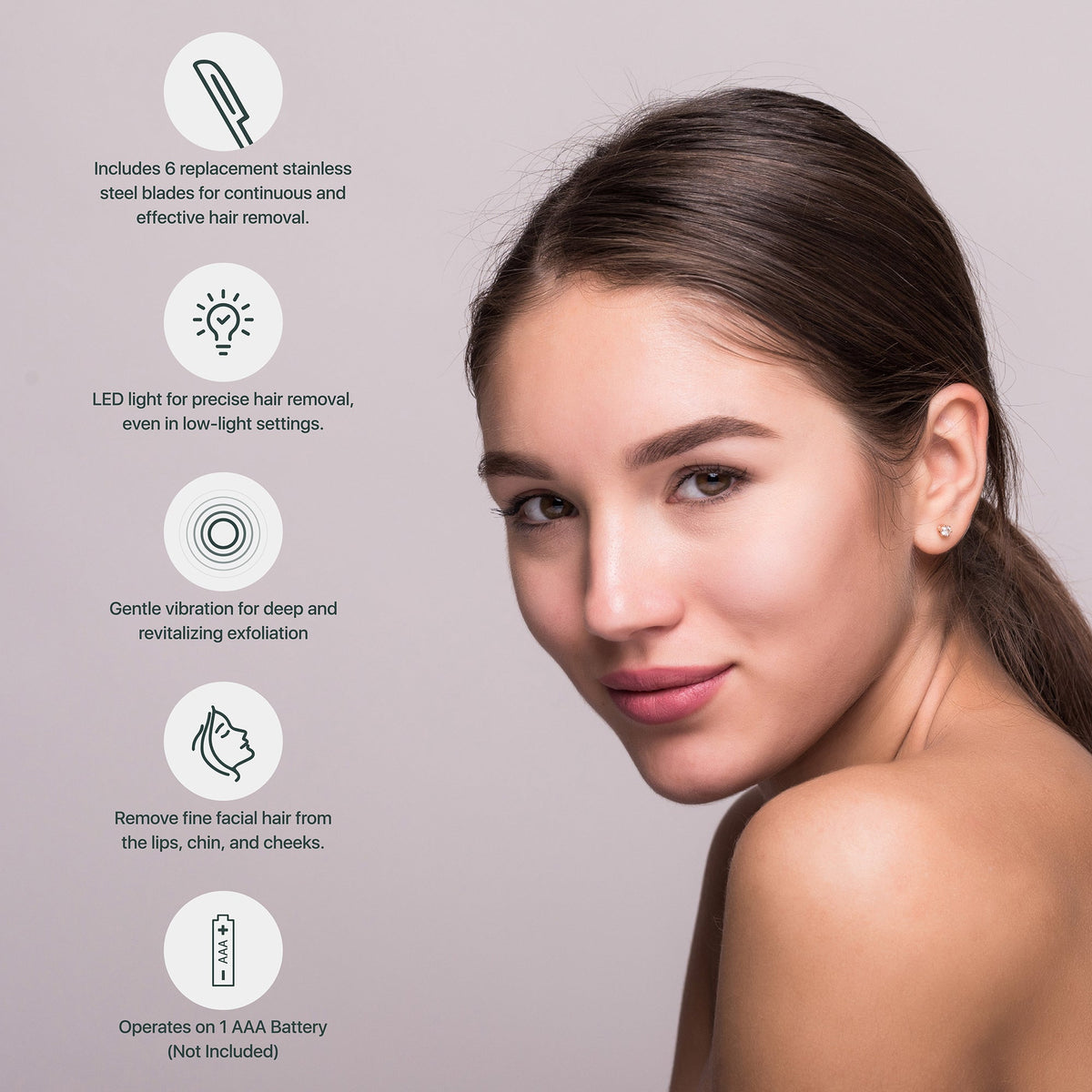 Herramienta de depilación de precisión Dermaplaning: afeitadora profesional para una piel suave y radiante, depilación fina y textura mejorada.