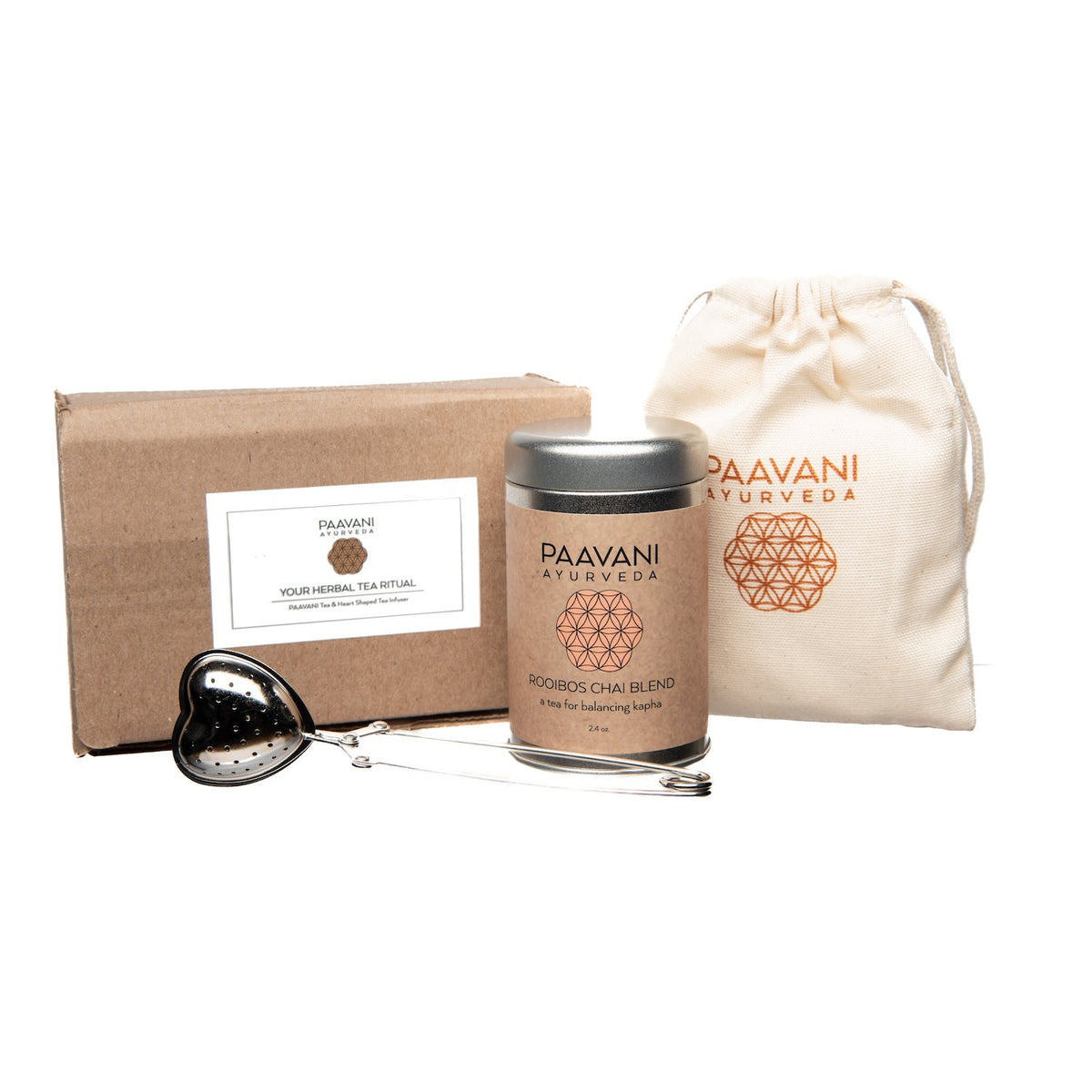 Tu ritual de té de hierbas | Té orgánico de hojas sueltas e infusor de corazón