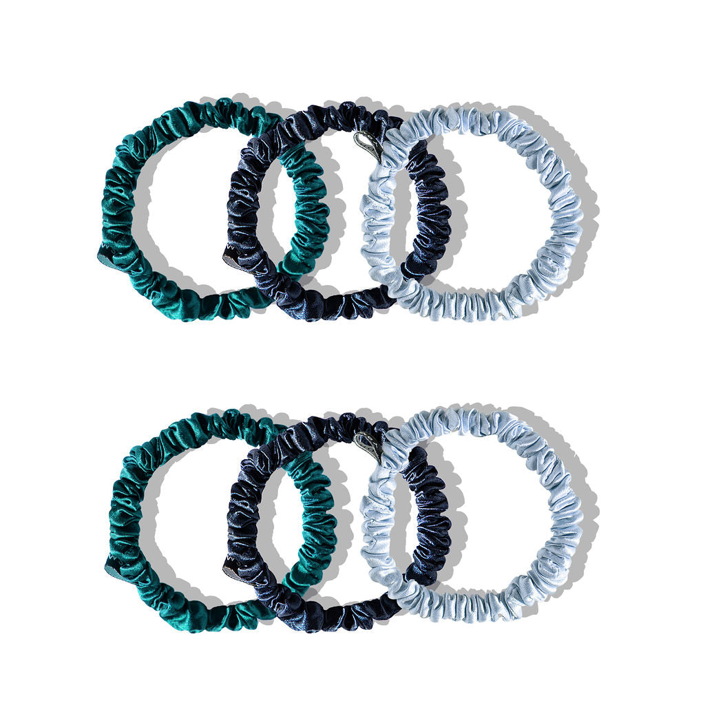Skinny Scrunchie Set - Blue & Green Shades