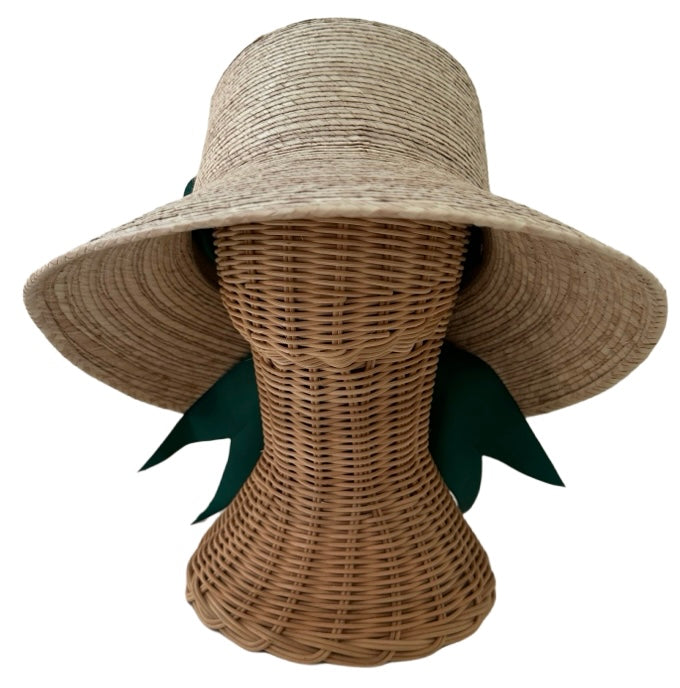 Clematis Bucket Hat - Wide & Short Masters Green Grosgrain Ribbon