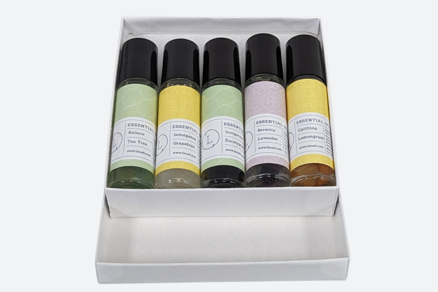 Roll-on de aceites esenciales con cristales - set de 5