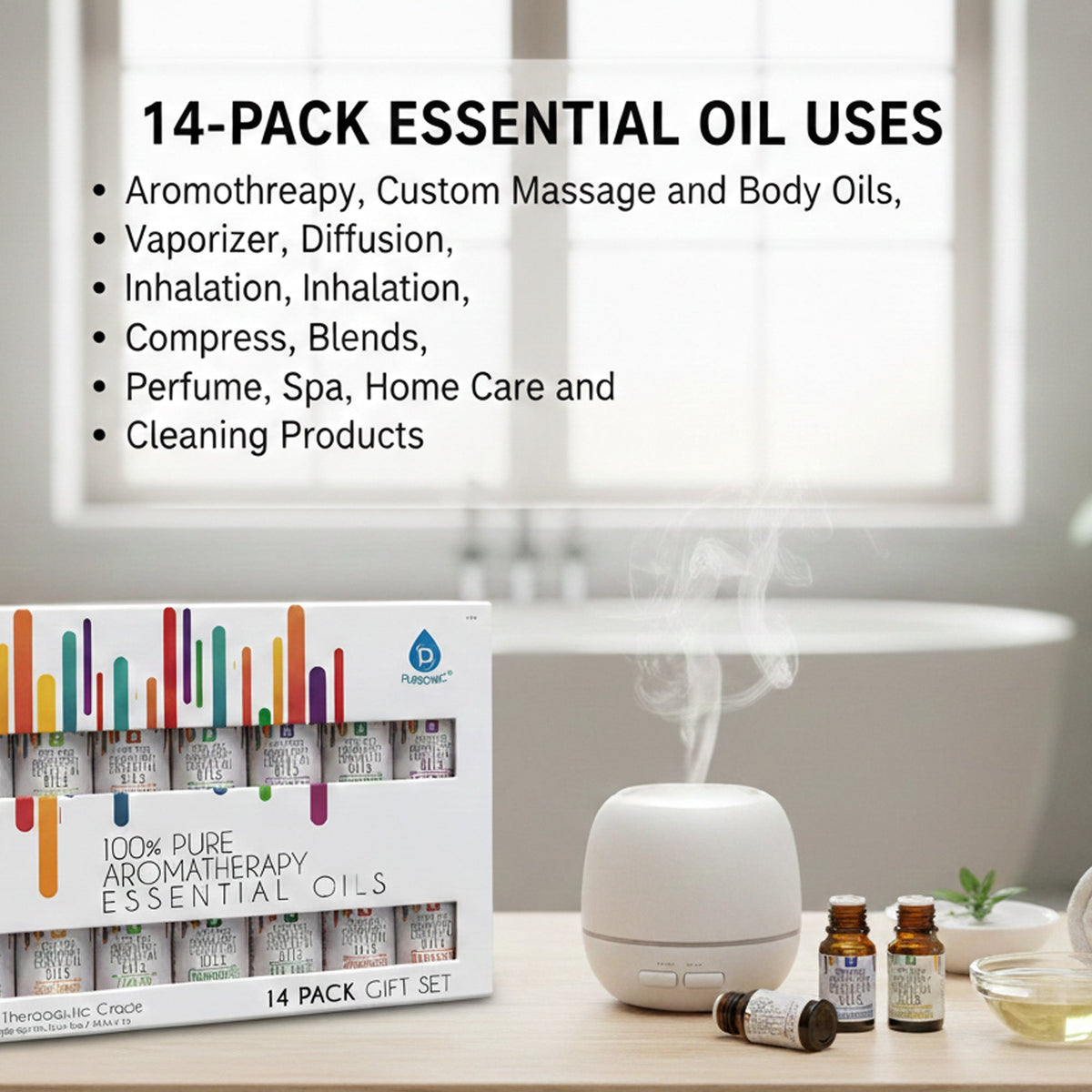 Paquete de 14 aceites esenciales de aromaterapia 100 % puros