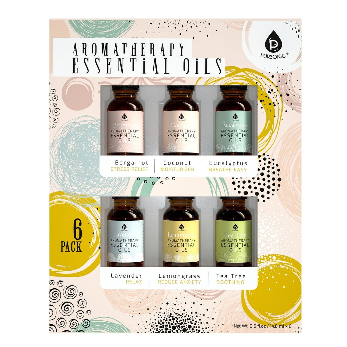 Paquete de 6 aceites esenciales de aromaterapia