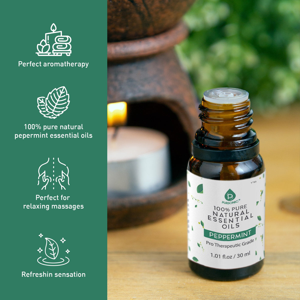 Huiles Essentielles de Menthe Poivrée 100% Pures et Naturelles