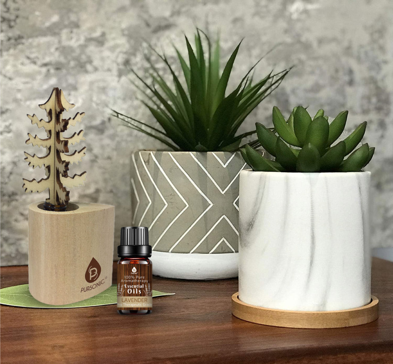 3D Wooden Standard Tree Reed Diffuser with Lavender Essential Oil