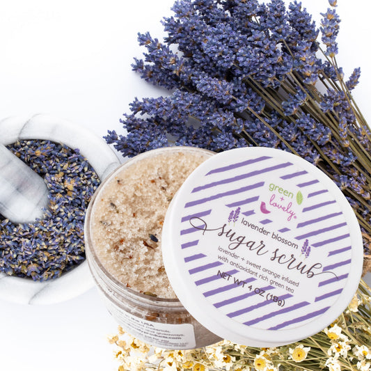 LAVENDER BLOSSOM Organic Sugar Scrub - All Natural Vegan Skincare