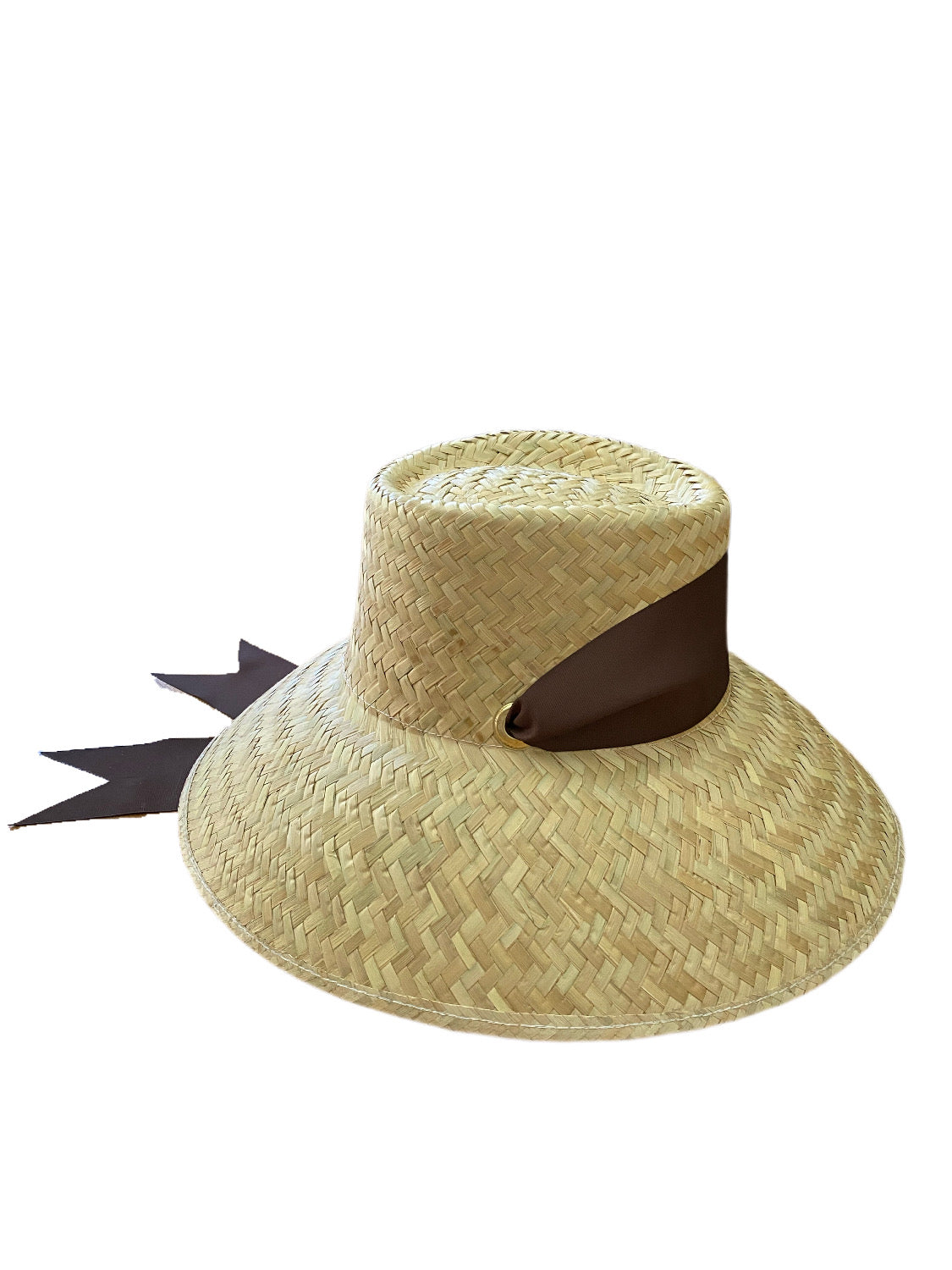 Sombrero para el sol Amaryllis - Cinta de grogrén marrón, ancha y corta