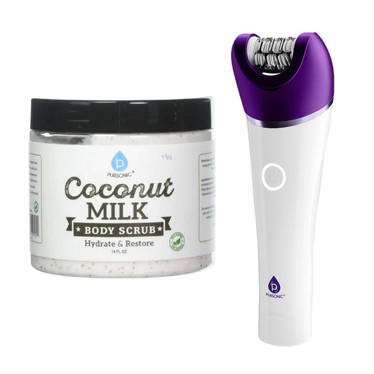 Pursonic Smooth & Radiant Skincare Bundle: 6-in-1 Smooth Glide Epilator + Coconut Milk Body Scrub
