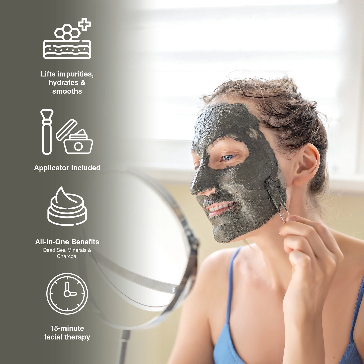2 Pack Facial Therapy Mud Face Mask with Mask Applicator
