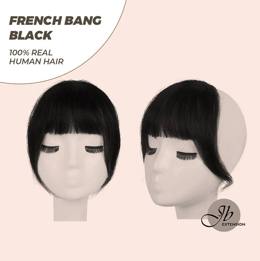 JBEXTENSION Clip in Bangs, 100% Human Hair Bangs Extensions French Bangs with Temples Clip on Fringe Bangs Real Hair for Women Natural Color Washable/Dyeable