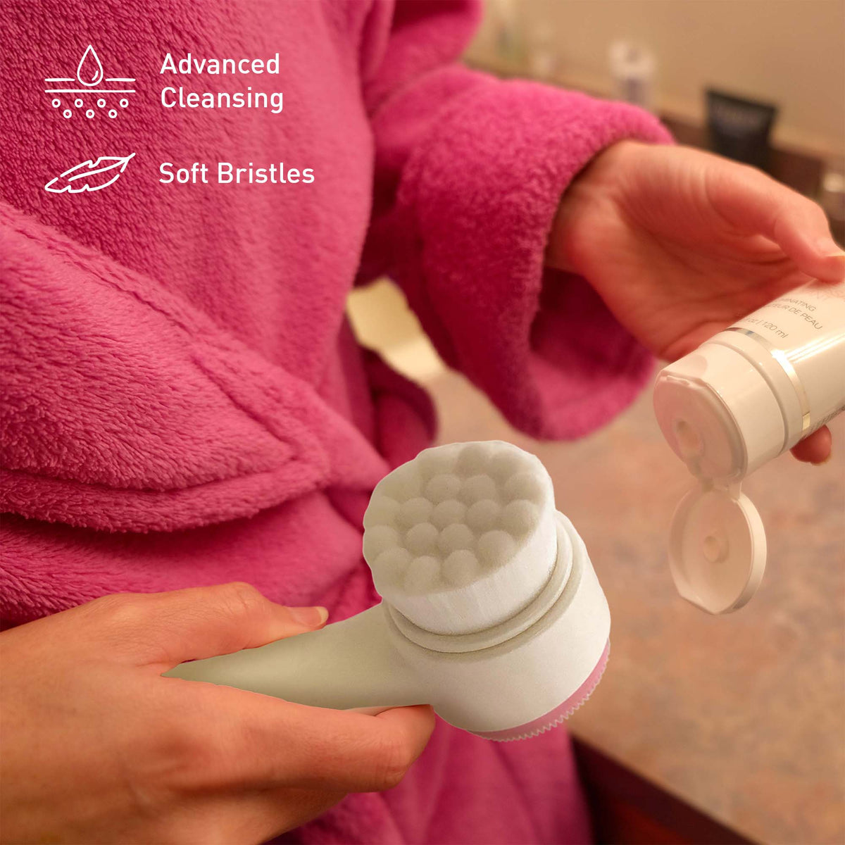 Perfect Skincare Duo: Ice Cube Facial Roller Massager for Face, Eyes, and Neck & Dual Sided Facial Cleansing Brush