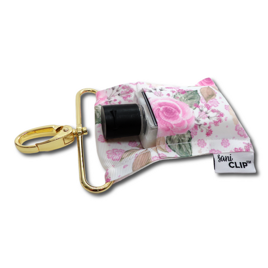 Feminine Floral SaniClip Hand Sanitizer Holder