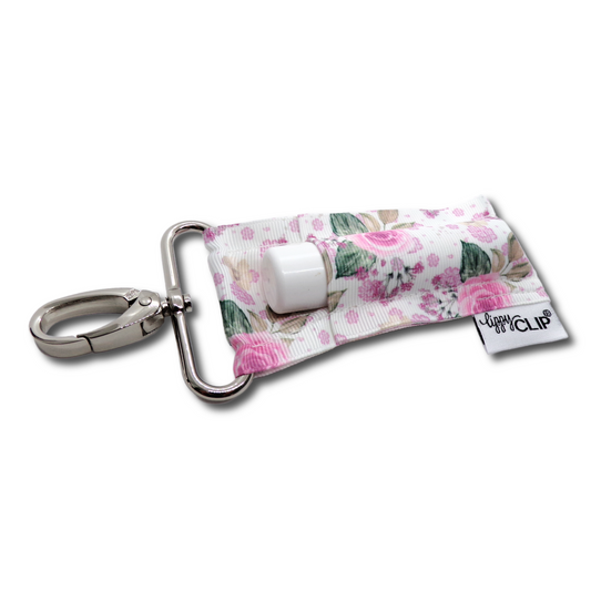 Feminine Floral LippyClip KISS for larger lip balms, essential oil rollers, etc.