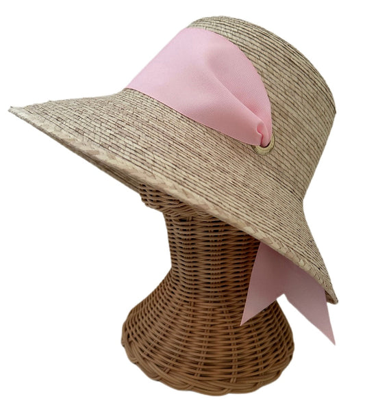 Clematis Bucket Hat - Wide & Short Light Pink Grosgrain Ribbon