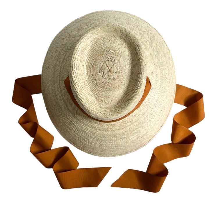 Wildflower Sun Hat - Burnt Orange/Rust Long Grosgrain Ribbon