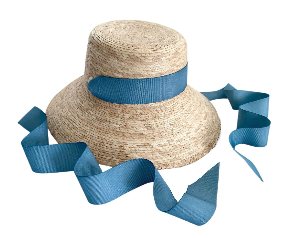 Sombrero Palmetto para niña - Cinta larga de grosgrain azul francesa