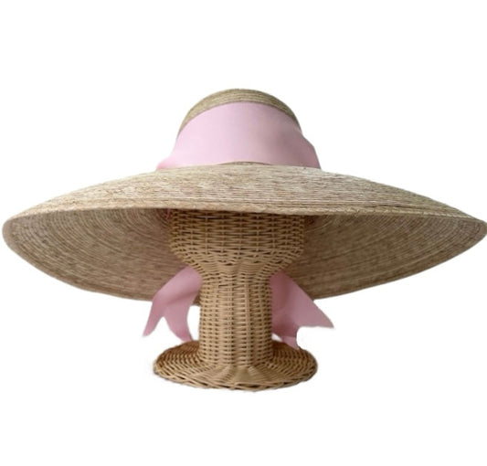 Daisy Sun Hat - Wide & Short Light Pink Grosgrain Ribbon