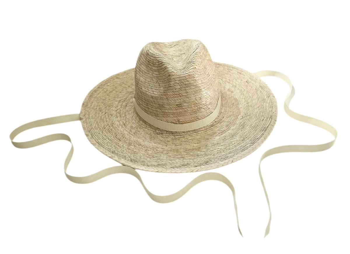 Sombrero para el sol Zinnia - Cinta de grosgrain larga y fina color marfil