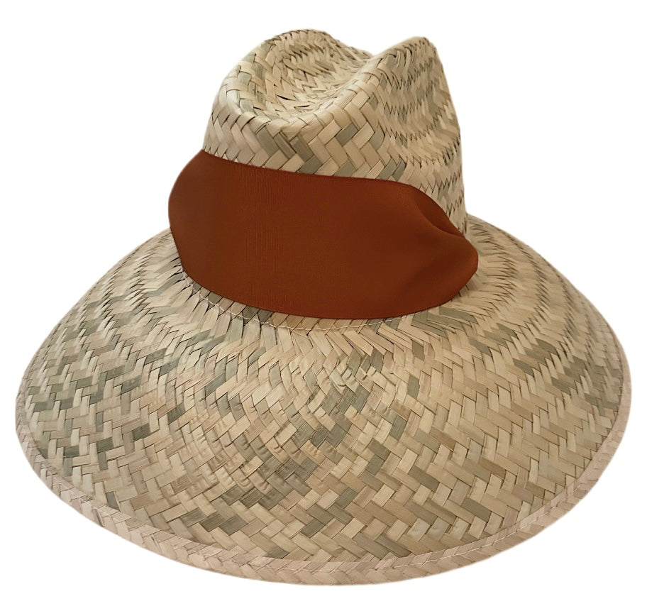 Sombrero para el sol Begonia - Cinta de grogrén ancha y corta en color naranja quemado/óxido