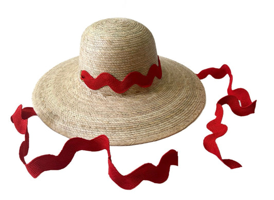 Buttercup Little Girl’s Hat - Red Ric-Rac Ribbon