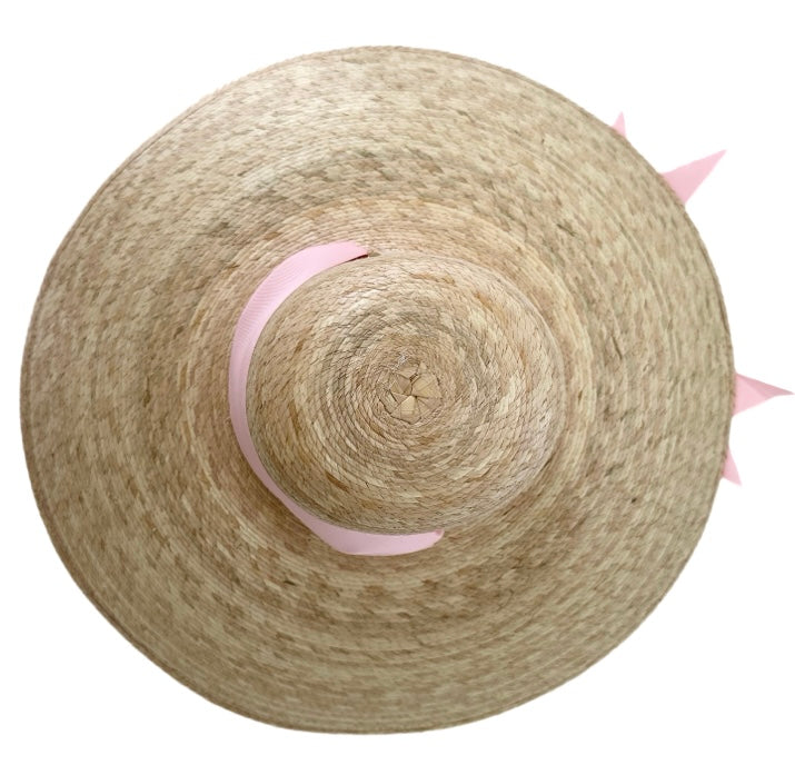 Daisy Sun Hat - Wide & Short Light Pink Grosgrain Ribbon