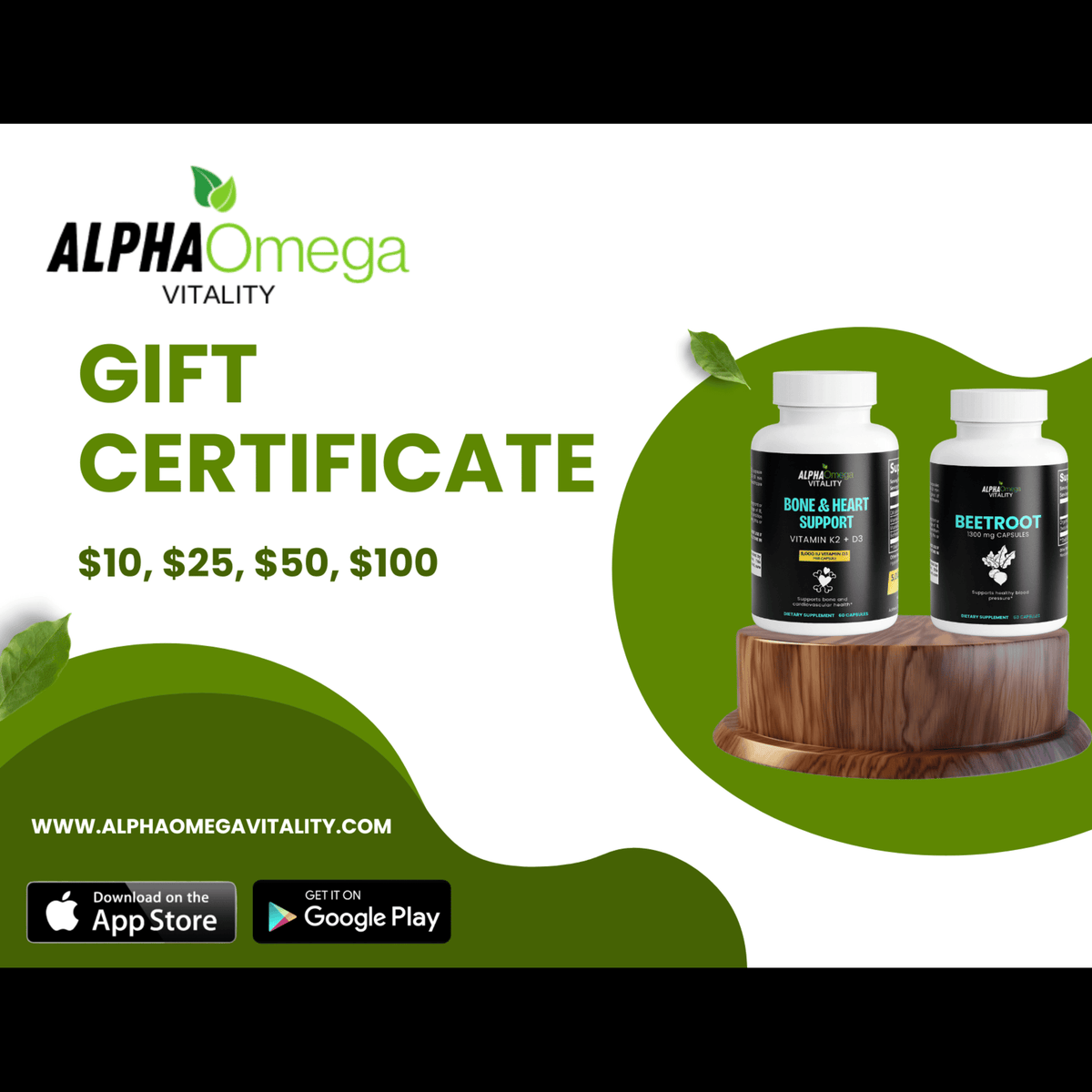 Gift Certificate - $10, $25, $50, $100