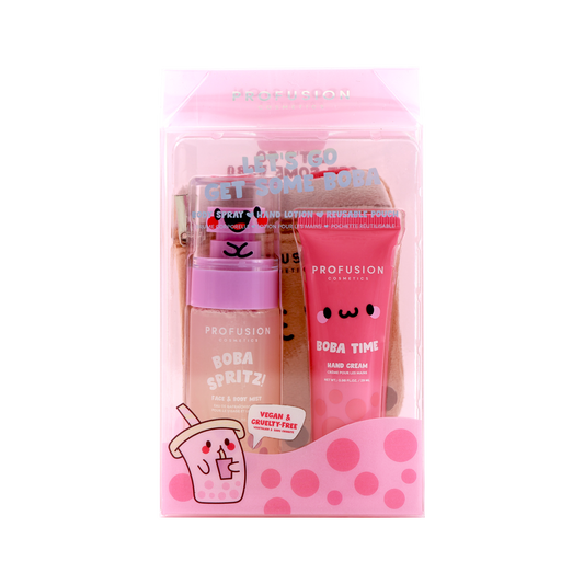 Let's Get Some Boba Body Spritz, Hand Lotion, and Reusable Pouch Set