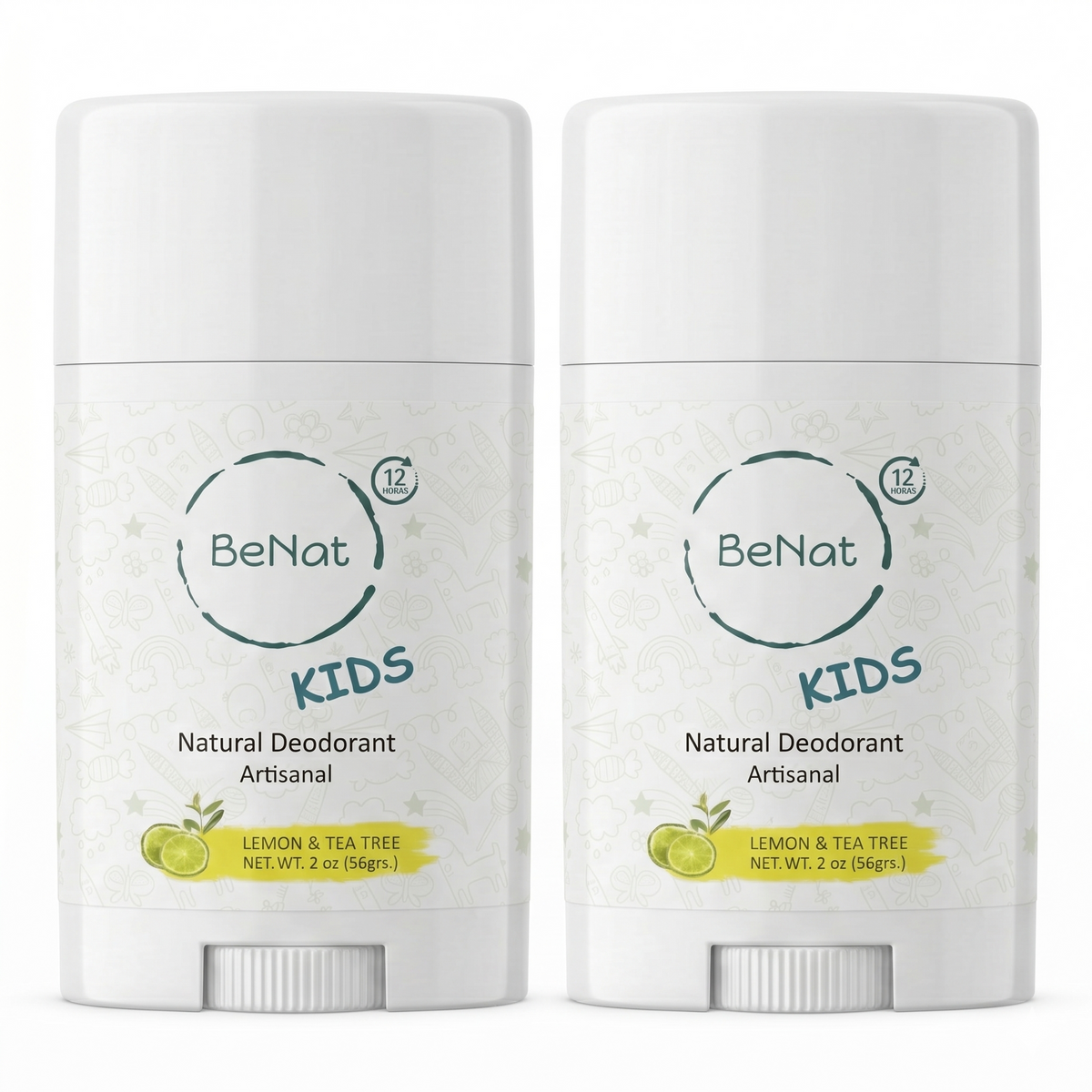Paquete de 2 desodorantes totalmente naturales para niños y adolescentes