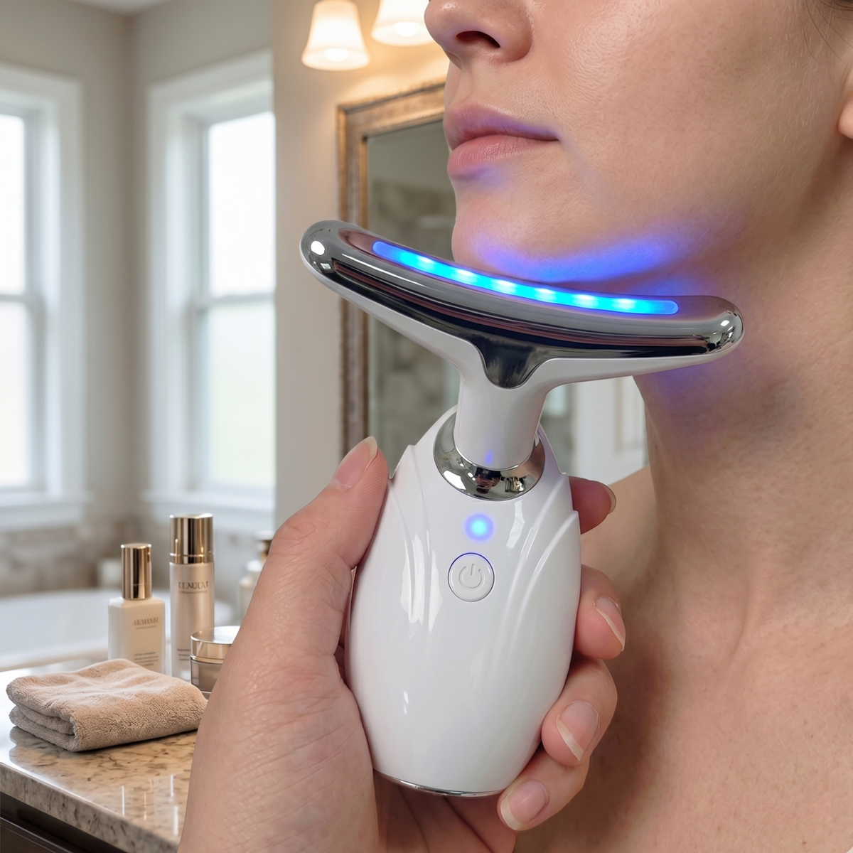 Dispositivo de terapia LED para lifting de cuello y rostro