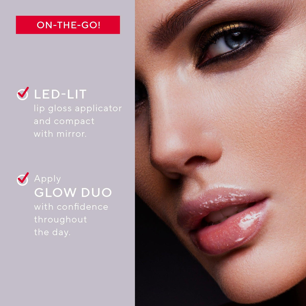 Glow Duo LED-Lit Lip Gloss & Universal Hyaluronic Pressed Powder