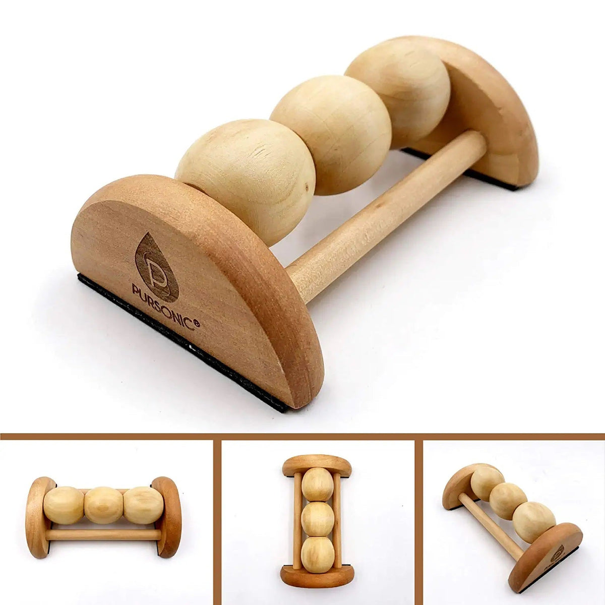 Rodillo masajeador de pies de madera totalmente natural