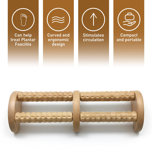 Wooden Foot Massager with Dual Rollers