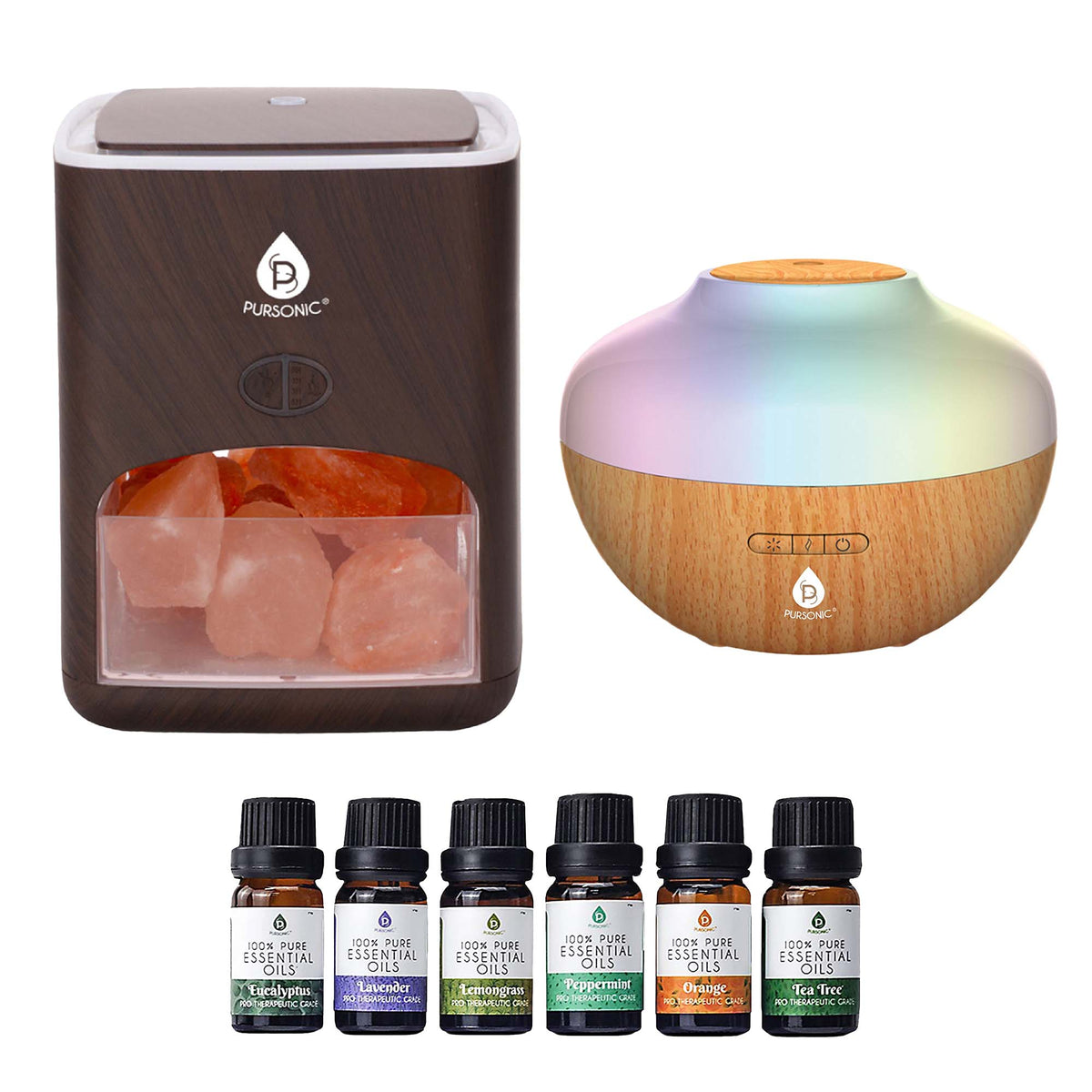 Pursonic Himalayan Salt Lamp & Aromatherapy Diffuser Wellness Set