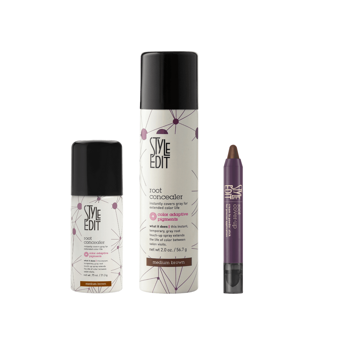 Root Concealer Spray and Stick Trio (Full & Travel Size Spray)