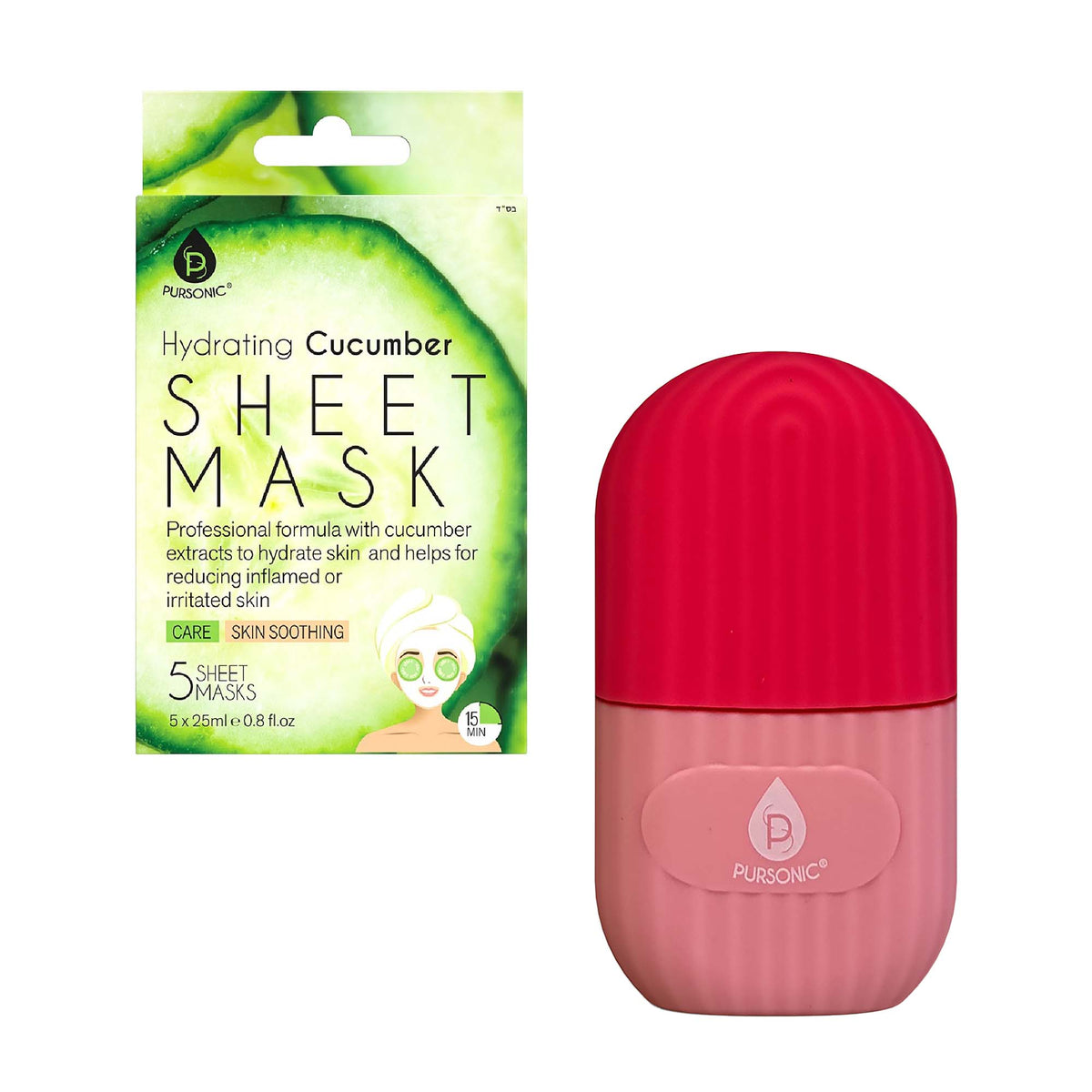 Masajeador facial con rodillo de hielo y mascarilla hidratante de pepino: tu kit de cuidado facial refrescante definitivo