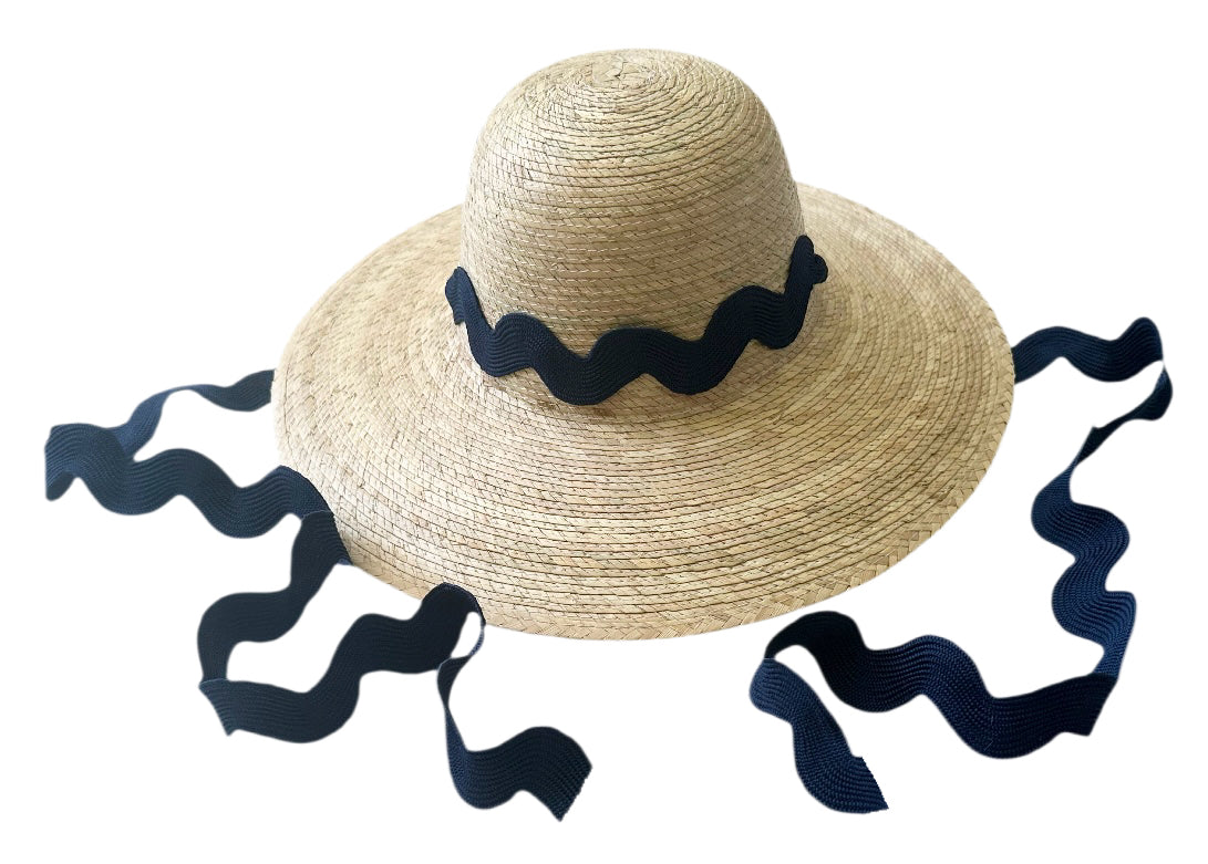 Buttercup Little Girl’s Hat - Navy Ric-Rac Ribbon