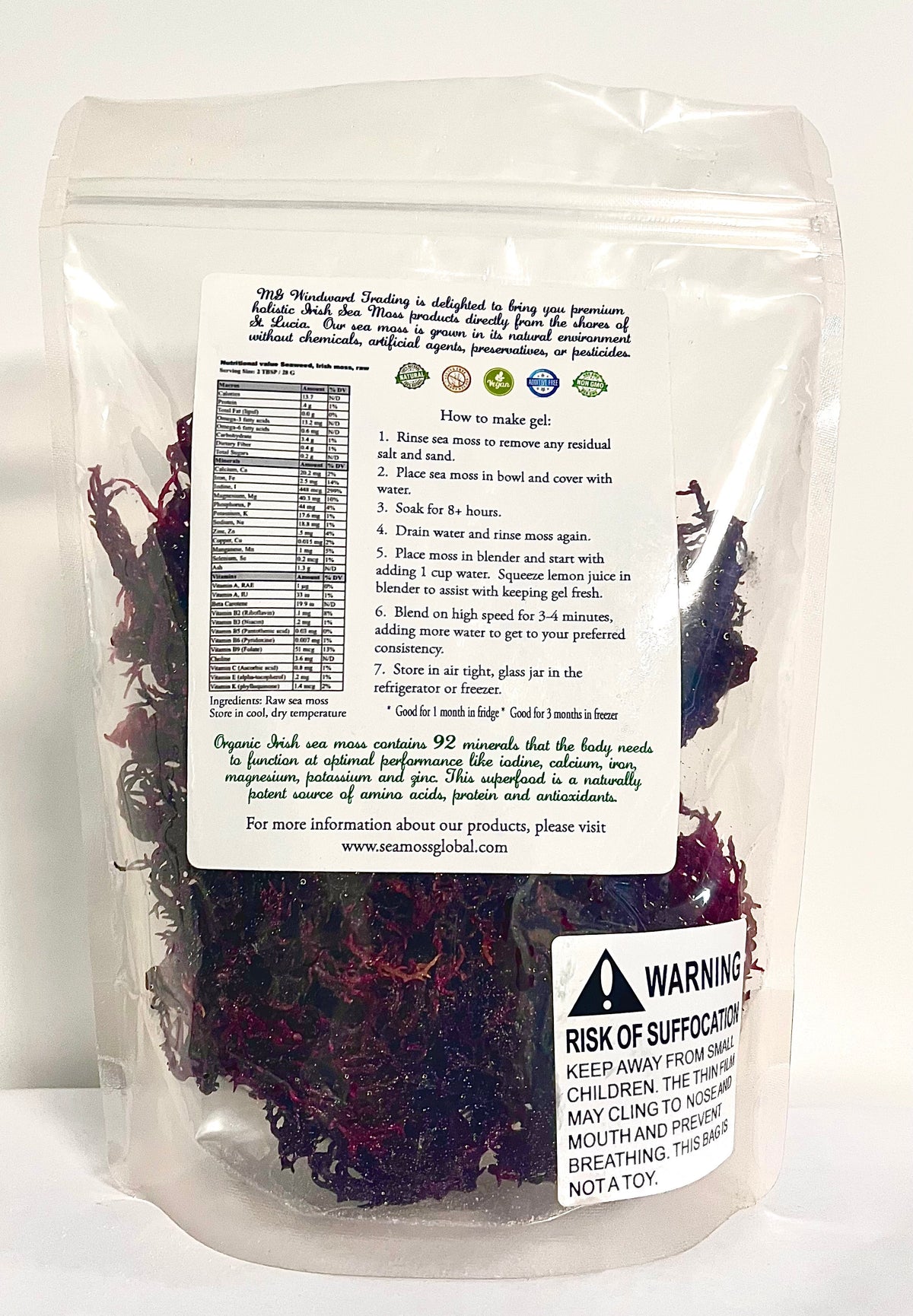 Musgo marino morado crudo, orgánico, de recolección silvestre y certificado puro