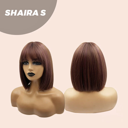 JBEXTENSION 12 Inches Bob Cut Mix Dark Pink Straight Short Wig SHAIRA S