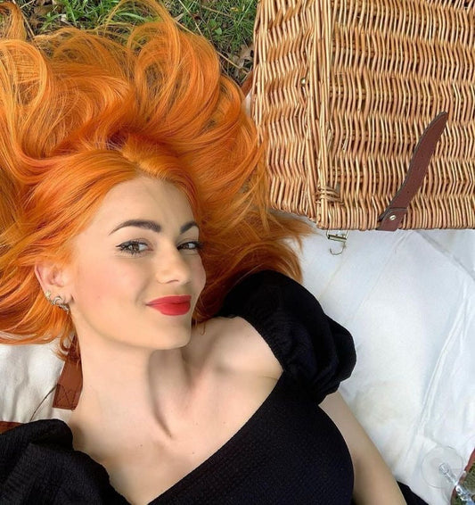 JBEXTENSION Real Human Hair 18 inches 13X5 Lakefront Free Parting 150 Density MARS ( Sun orange )