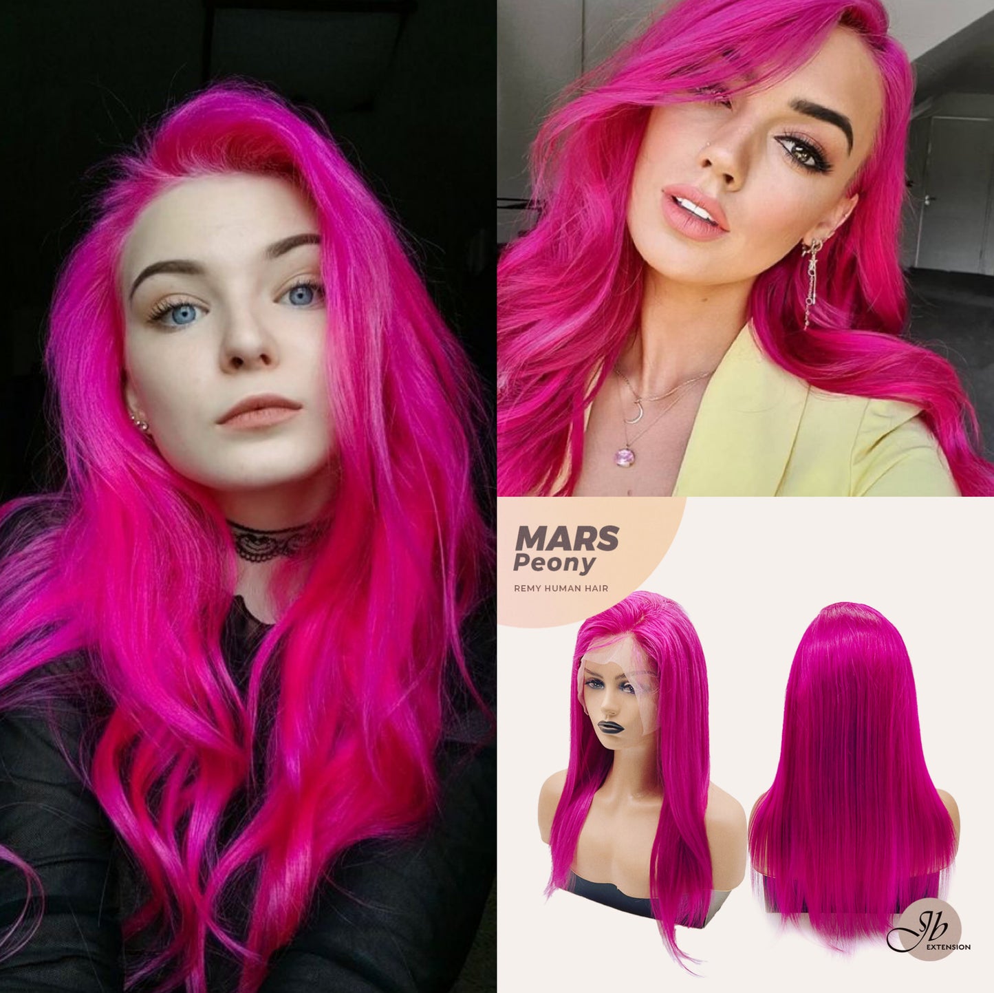 JBEXTENSION Real Human Hair 18 inches 13X5 Lakefront Free Parting 150 Density MARS ( Peony )