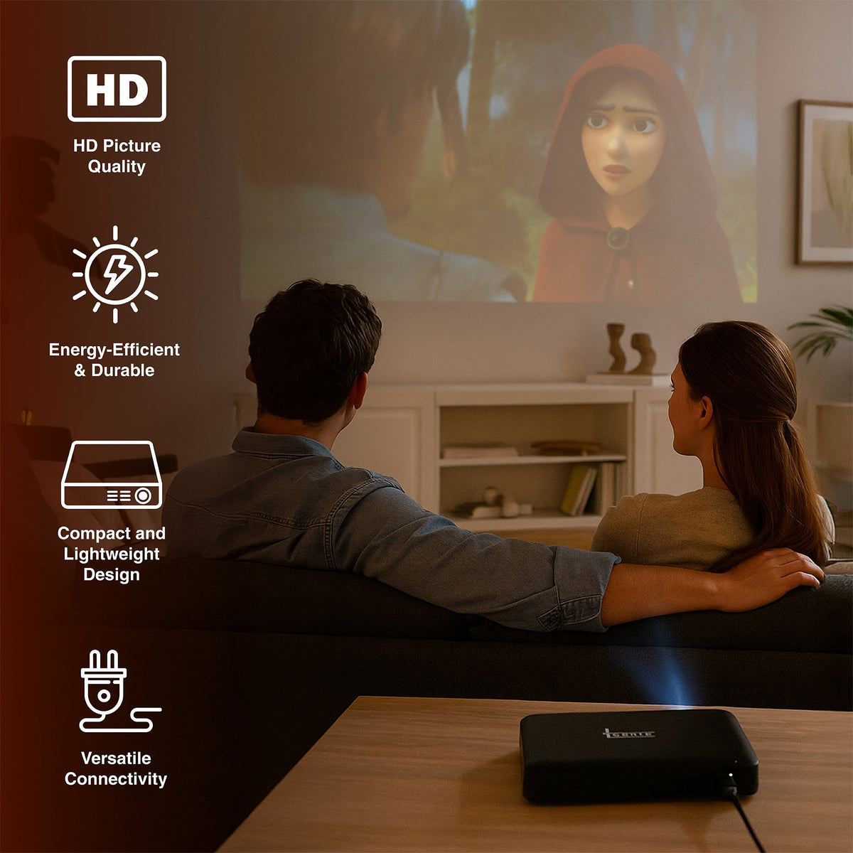 Proyector HD compacto Pursonic: entretenimiento portátil en pantalla grande en cualquier lugar