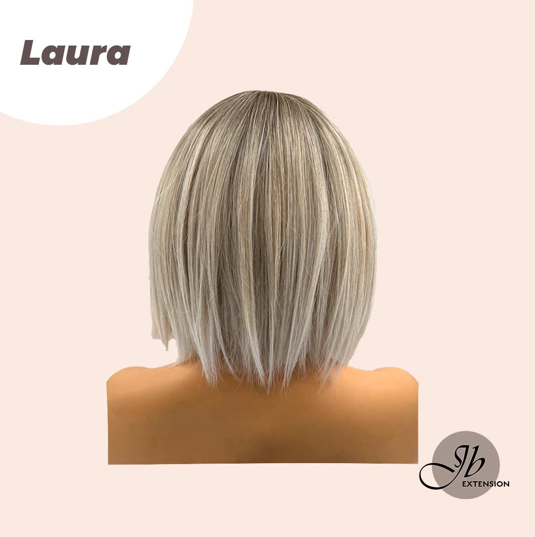 JBEXTENSION 12 Inches Straight Mix Blonde Wig With Bangs LAURA BLONDE