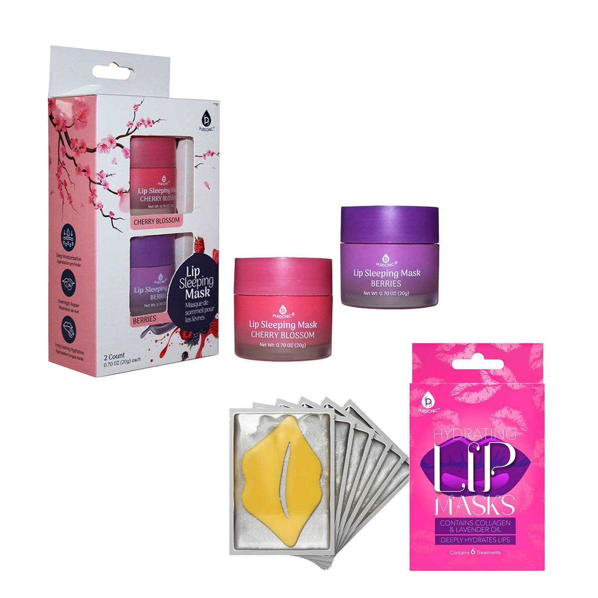 Lip Care Luxe Duo: Mascarillas hidratantes para labios (paquete de 6) y mascarilla de noche para labios (paquete de 2)