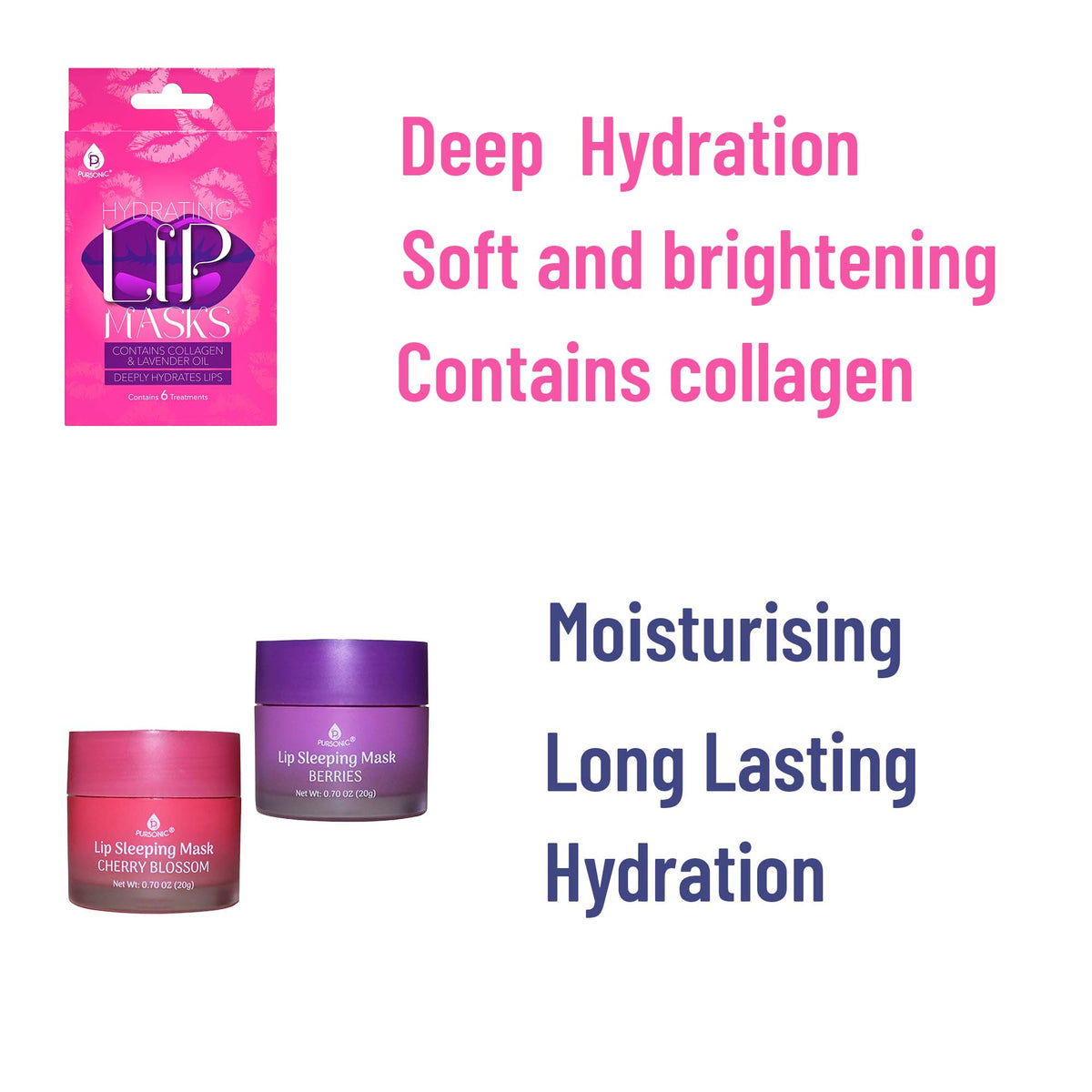 Lip Care Luxe Duo: Mascarillas hidratantes para labios (paquete de 6) y mascarilla de noche para labios (paquete de 2)