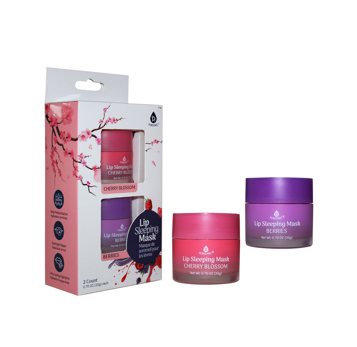Mascarilla labial para dormir (paquete de 2) - Flor de cerezo y bayas