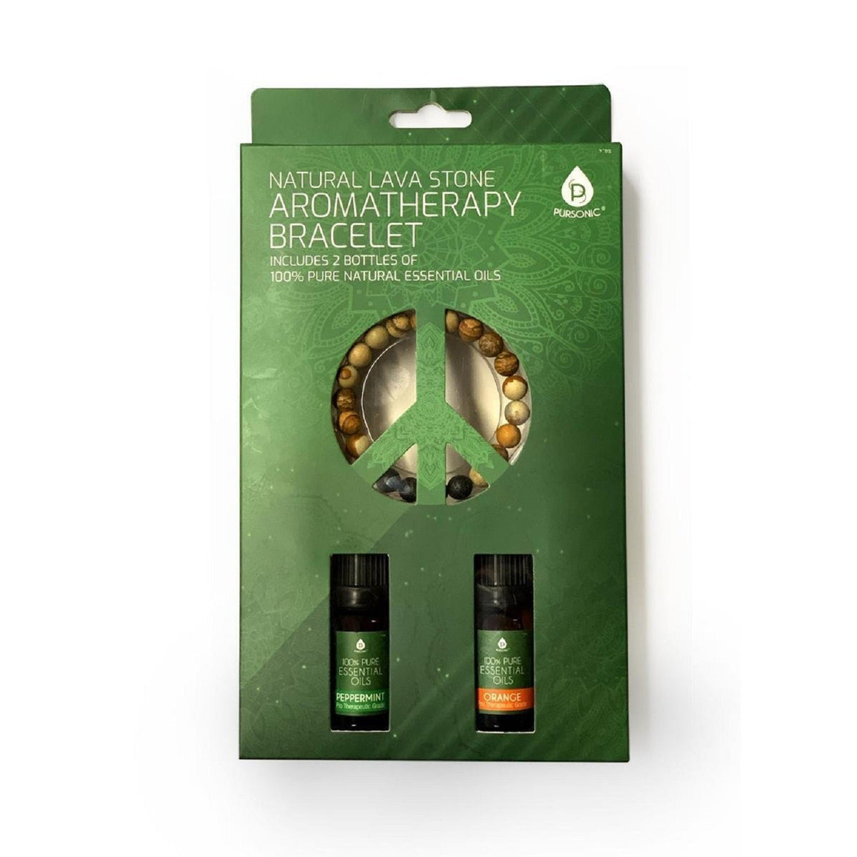 Pulsera de piedra de lava con aceites esenciales de menta y naranja dulce